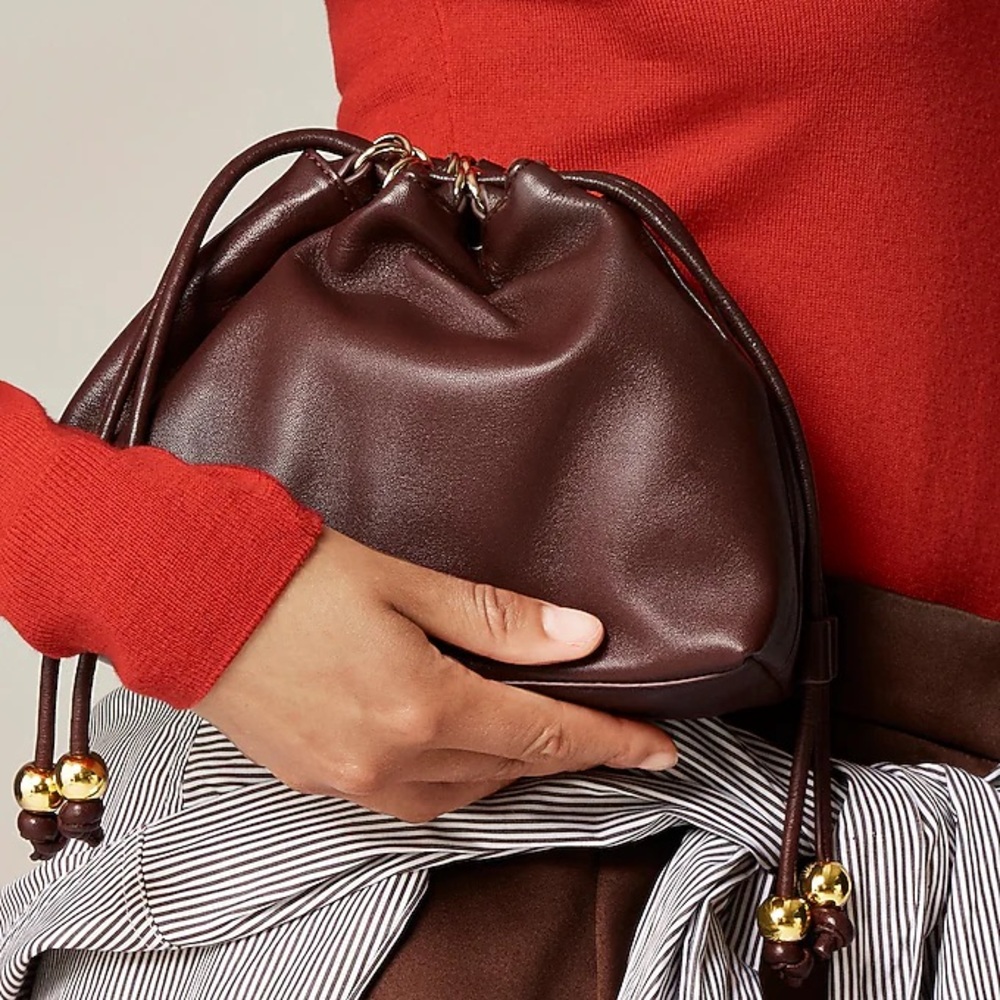 Jcrew  Brown Leather Drawstring Bag